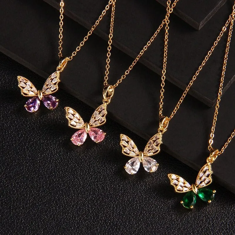 Chic Colorful Butterfly Pendant Necklace