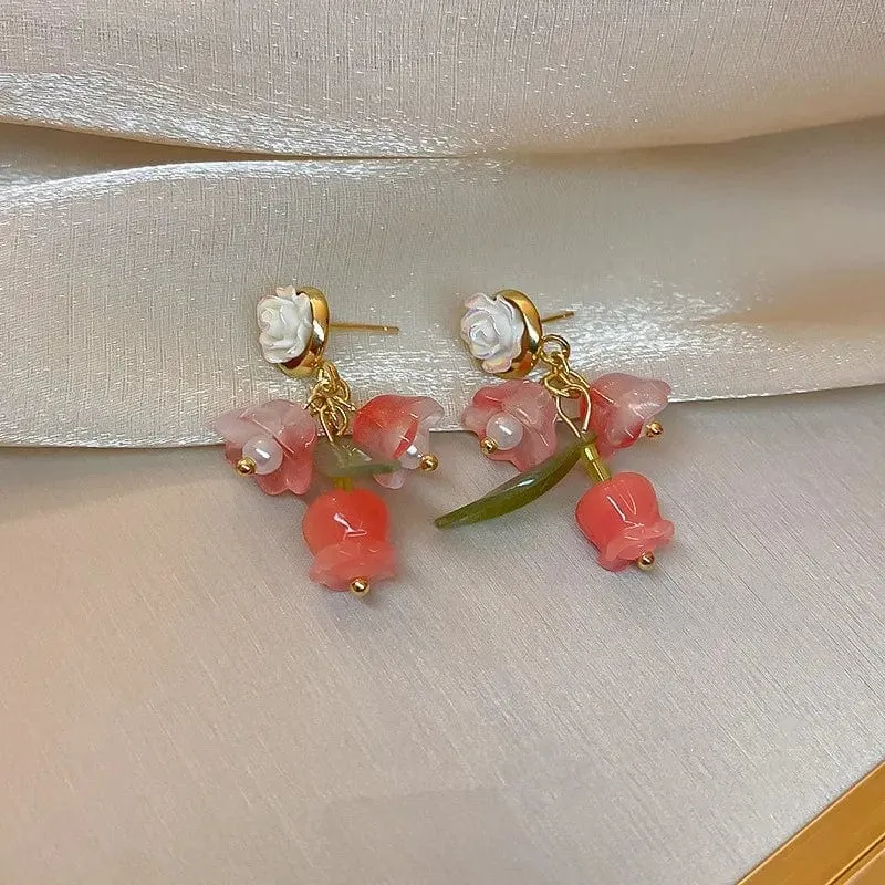 Chic Dangling Rose Earrings