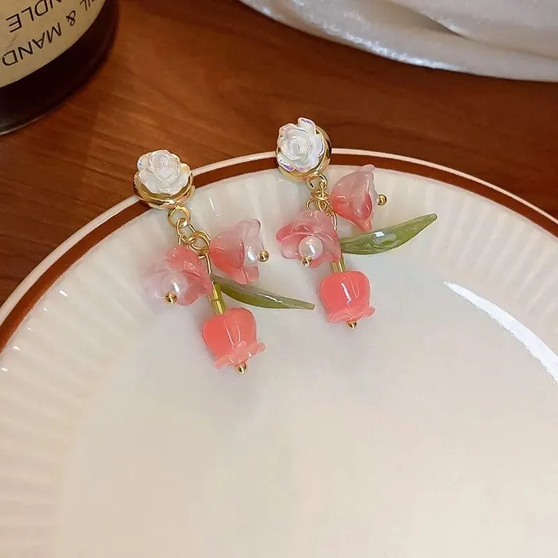 Chic Dangling Rose Earrings