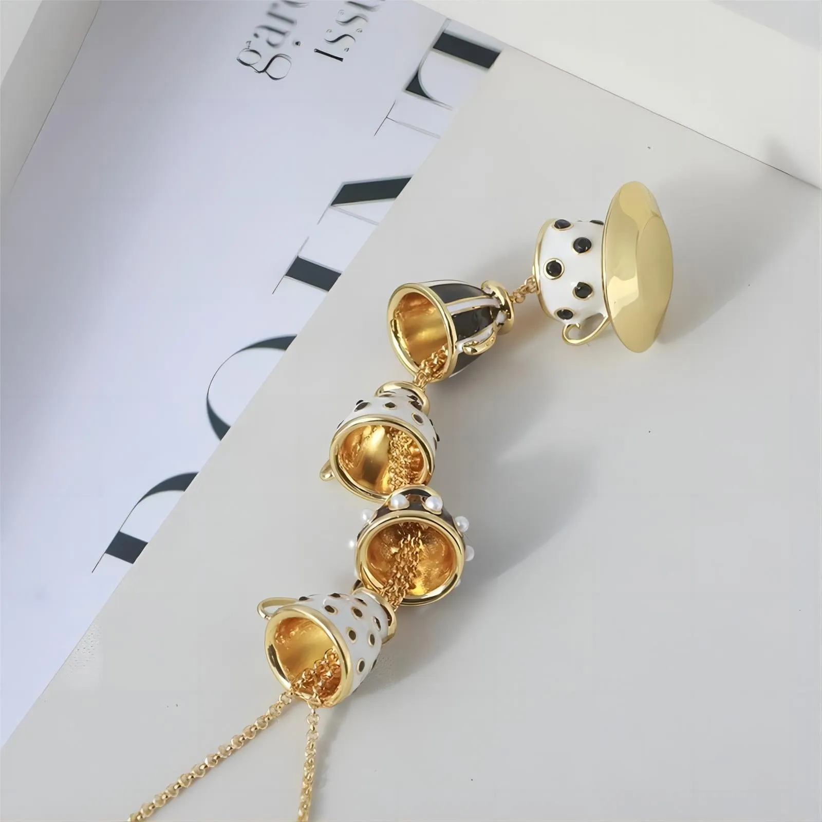Chic Enamel Coffee Cup Long Chain Necklace