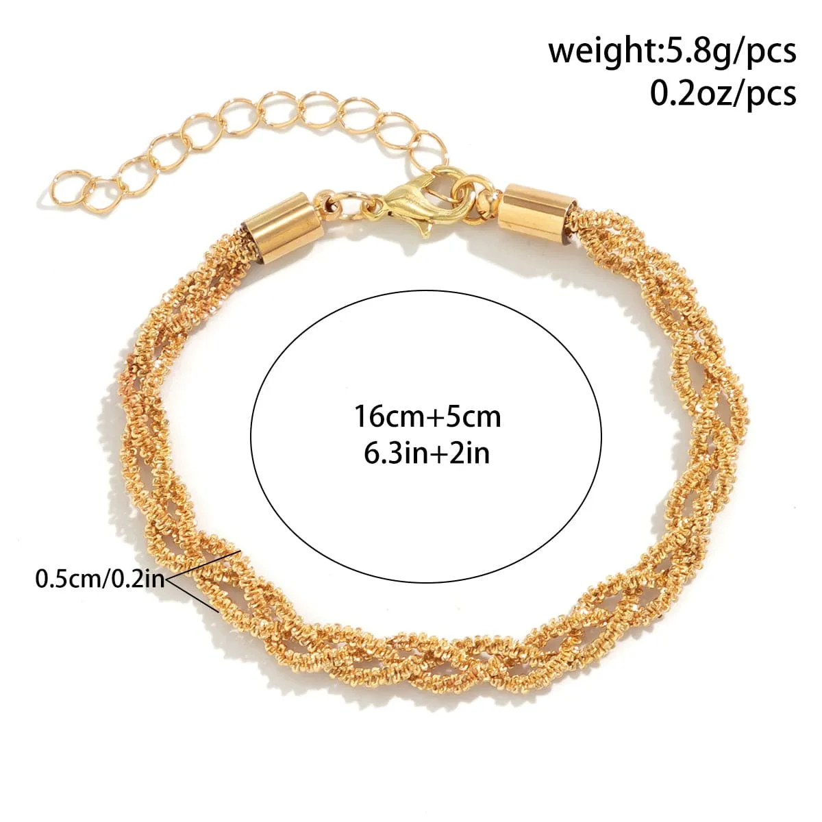 Chic Gold Silver Plated Braided Chain Bracelet