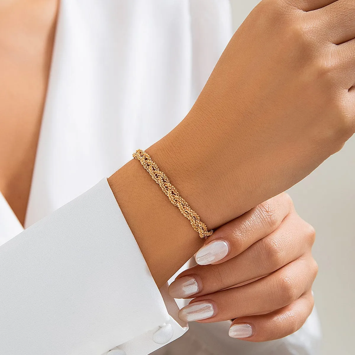Chic Gold Silver Plated Braided Chain Bracelet