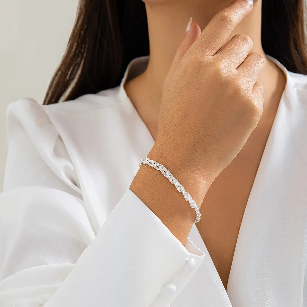 Chic Gold Silver Plated Braided Chain Bracelet