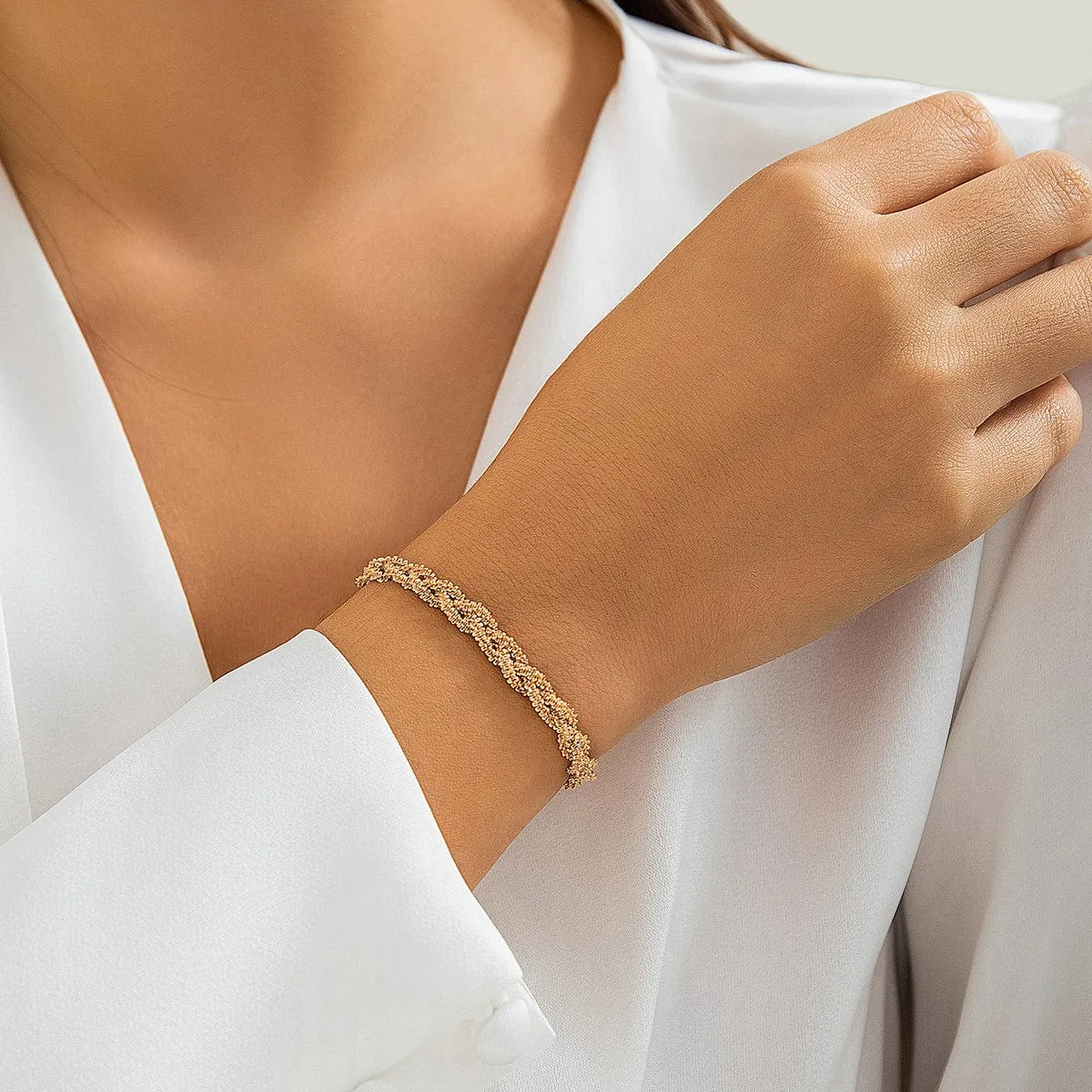 Chic Gold Silver Plated Braided Chain Bracelet