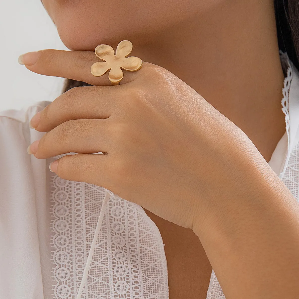 Chic Gold Silver Plated Flower Shaped Open Ring