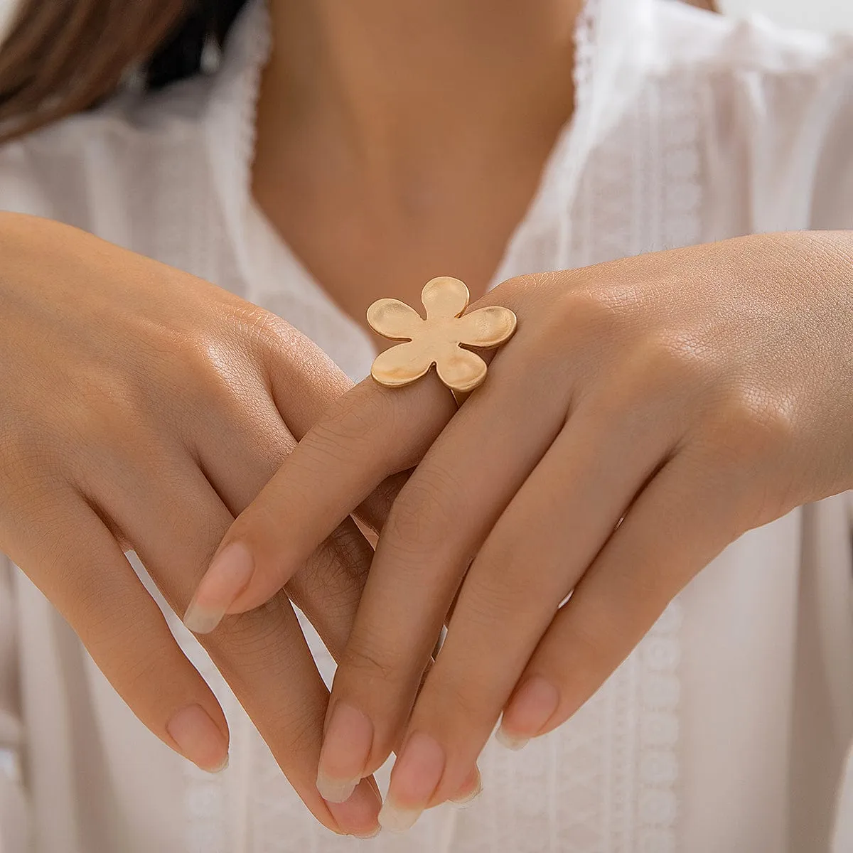 Chic Gold Silver Plated Flower Shaped Open Ring