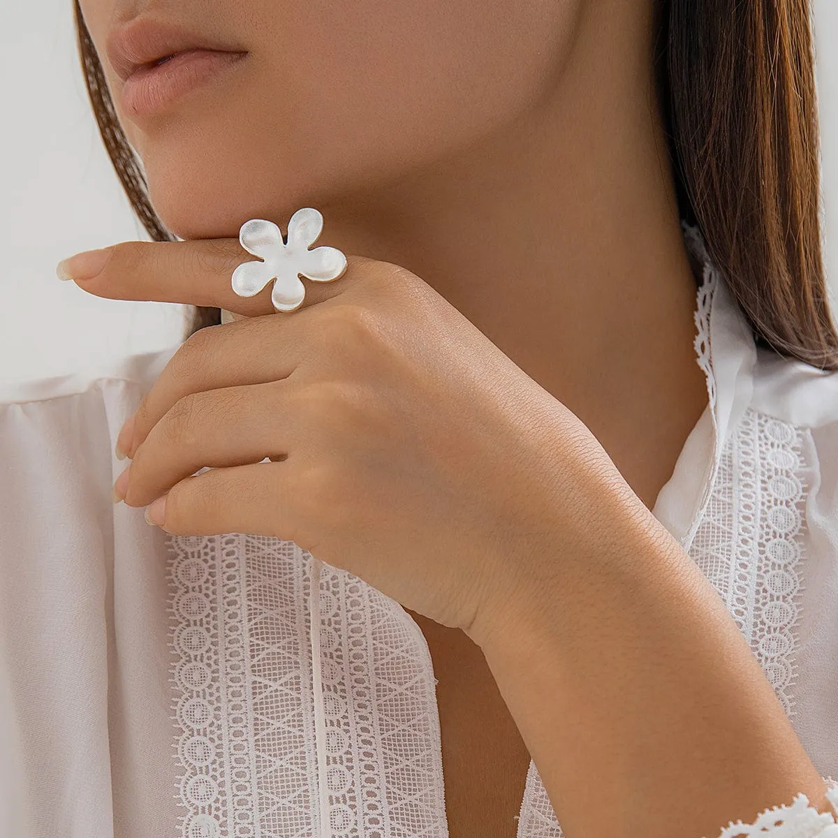 Chic Gold Silver Plated Flower Shaped Open Ring