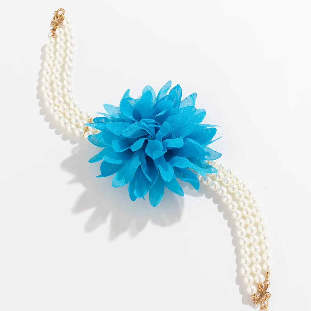 Chic Layered Flower Pearl Chain Collar Choker Necklace