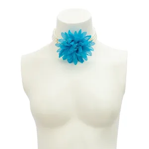 Chic Layered Flower Pearl Chain Collar Choker Necklace