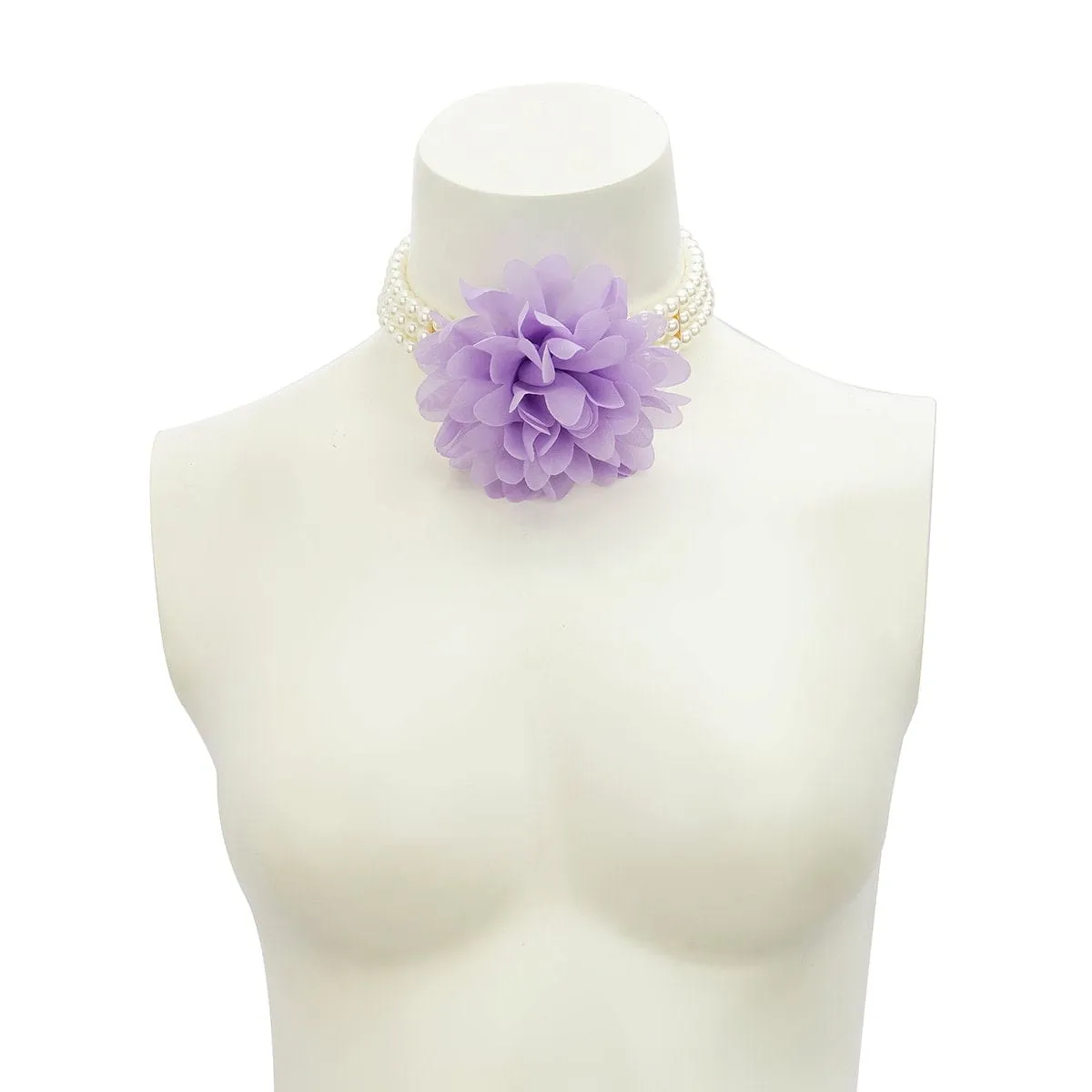Chic Layered Flower Pearl Chain Collar Choker Necklace