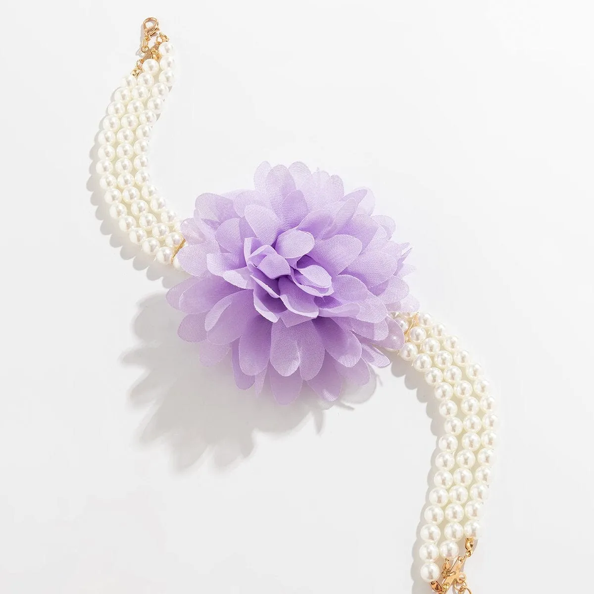 Chic Layered Flower Pearl Chain Collar Choker Necklace