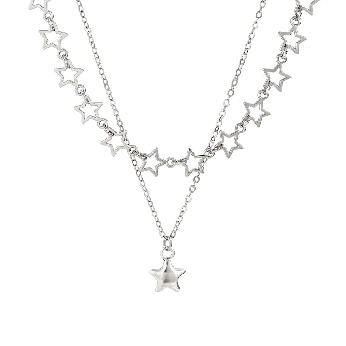 Chic Layered Star Pendant Pentagon Chain Necklace Set