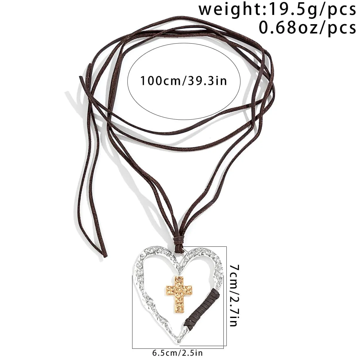 Chic Layered Velvet Heart Cross Pendant Necklace