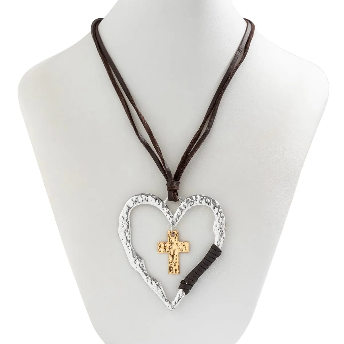 Chic Layered Velvet Heart Cross Pendant Necklace