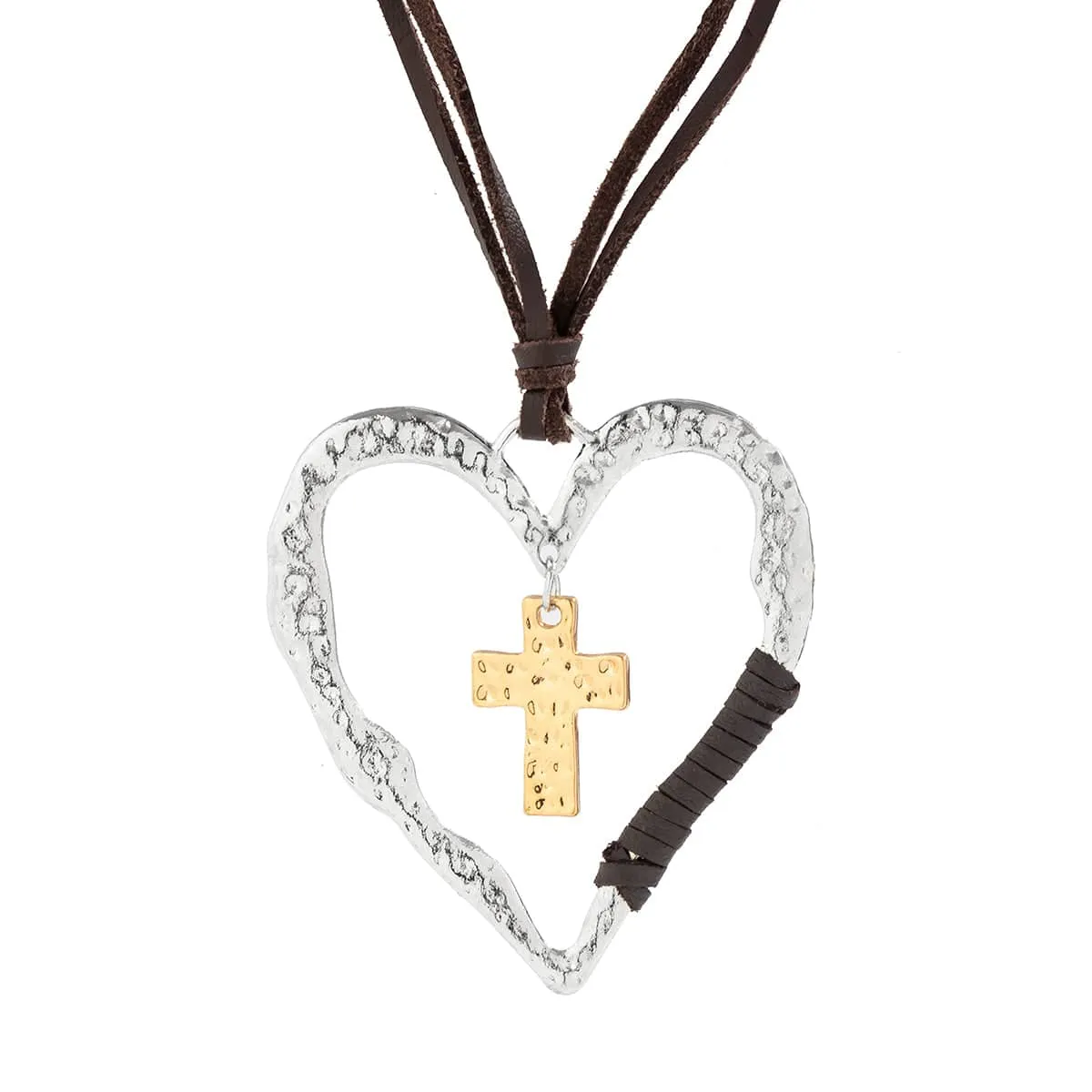 Chic Layered Velvet Heart Cross Pendant Necklace