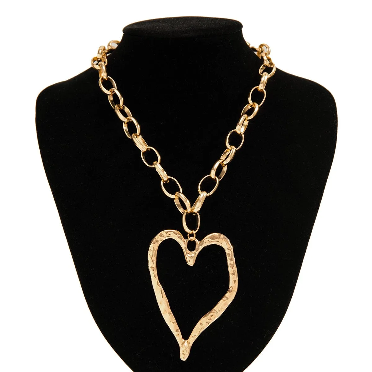 Chic Liquid Heart Pendant Cable Chain Necklace