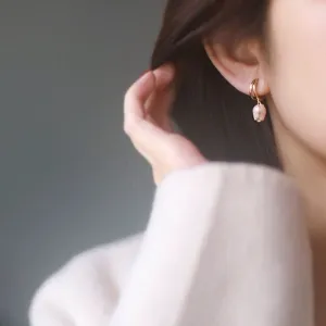 Chic Pink Enamel Tulip Hoop Earrings