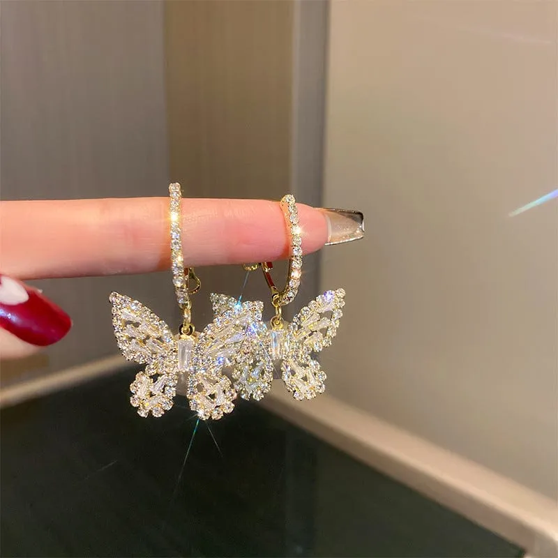 Chic Zircon Butterfly Dangle Earrings