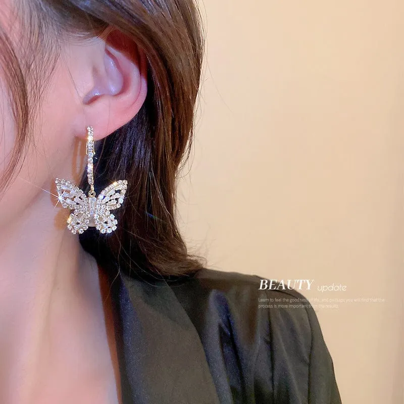 Chic Zircon Butterfly Dangle Earrings