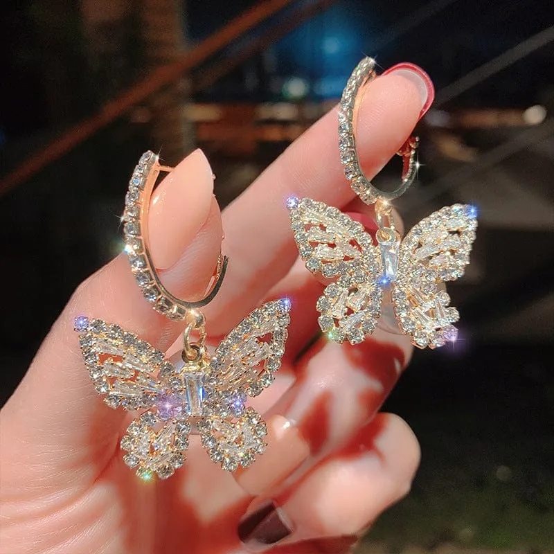 Chic Zircon Butterfly Dangle Earrings