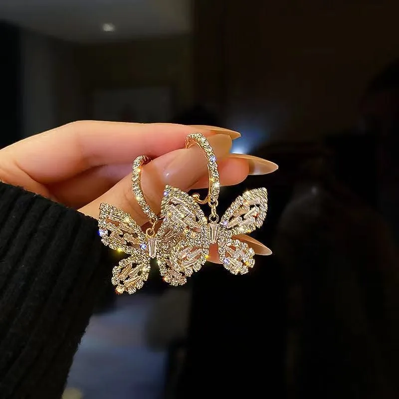 Chic Zircon Butterfly Dangle Earrings