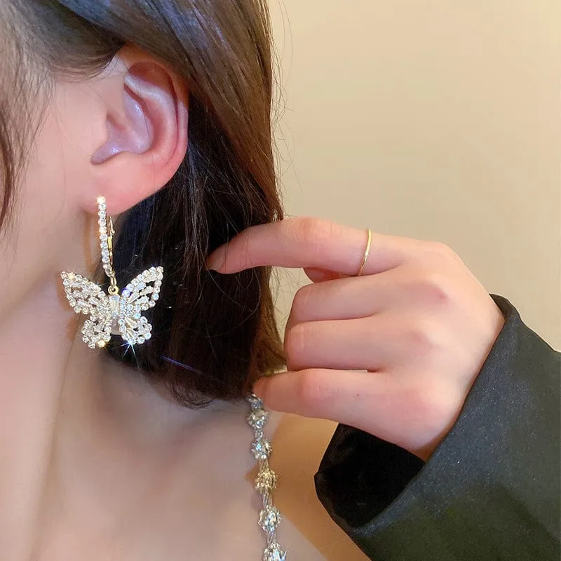 Chic Zircon Butterfly Dangle Earrings