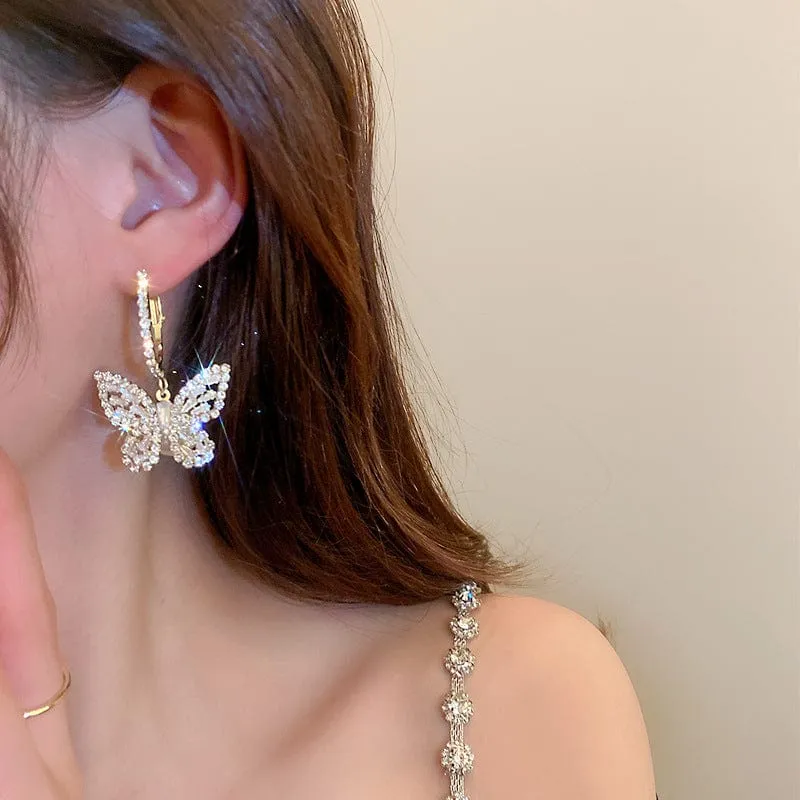 Chic Zircon Butterfly Dangle Earrings
