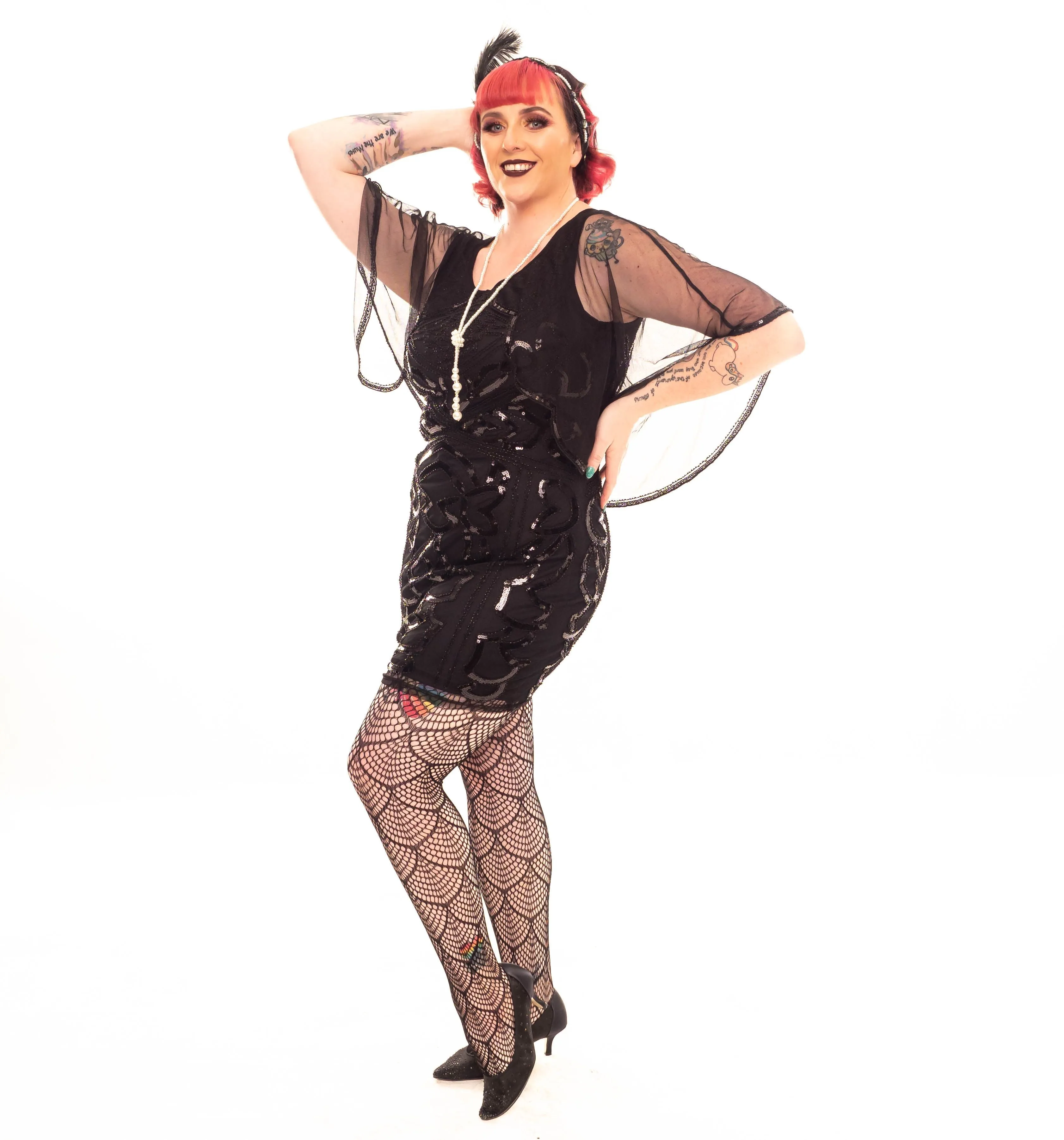Classy Caped 1920's Dress in Black