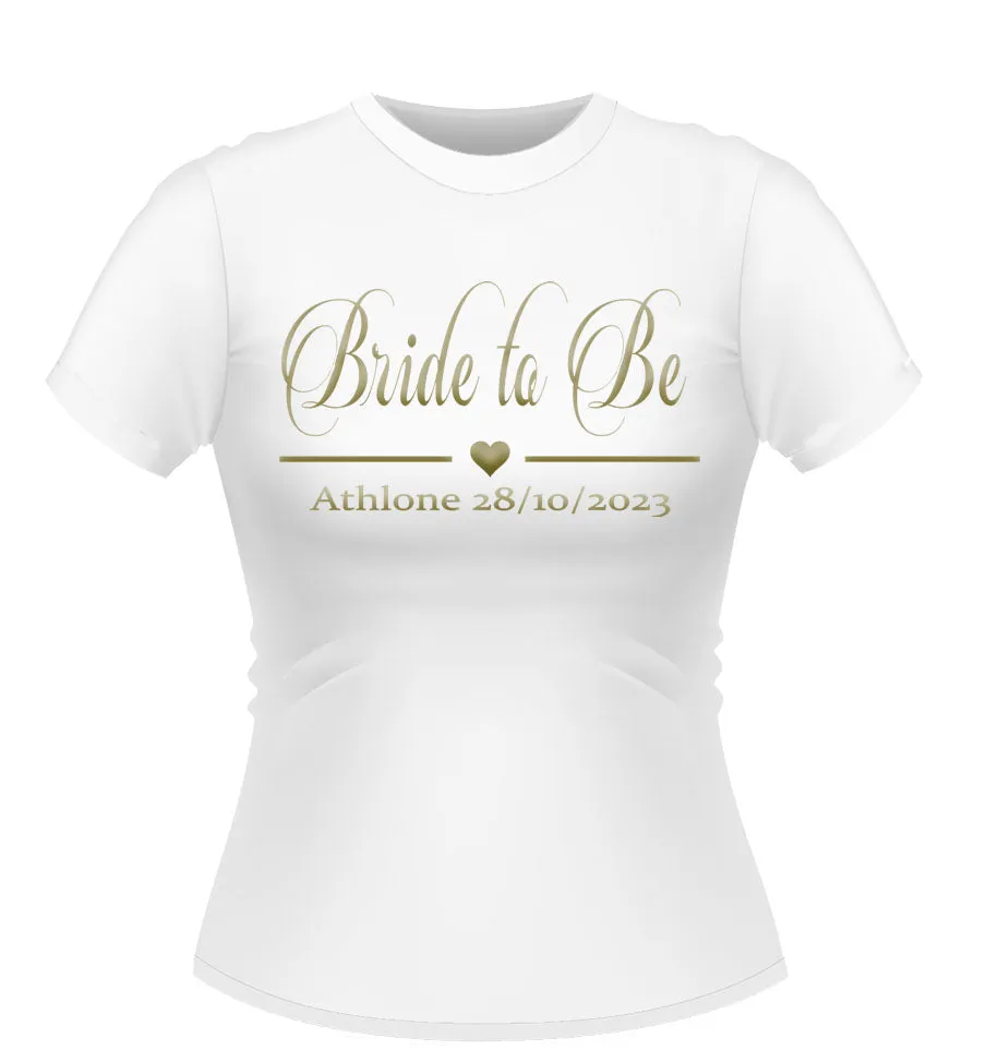 Classy Personalised Bride to Be Tshirt