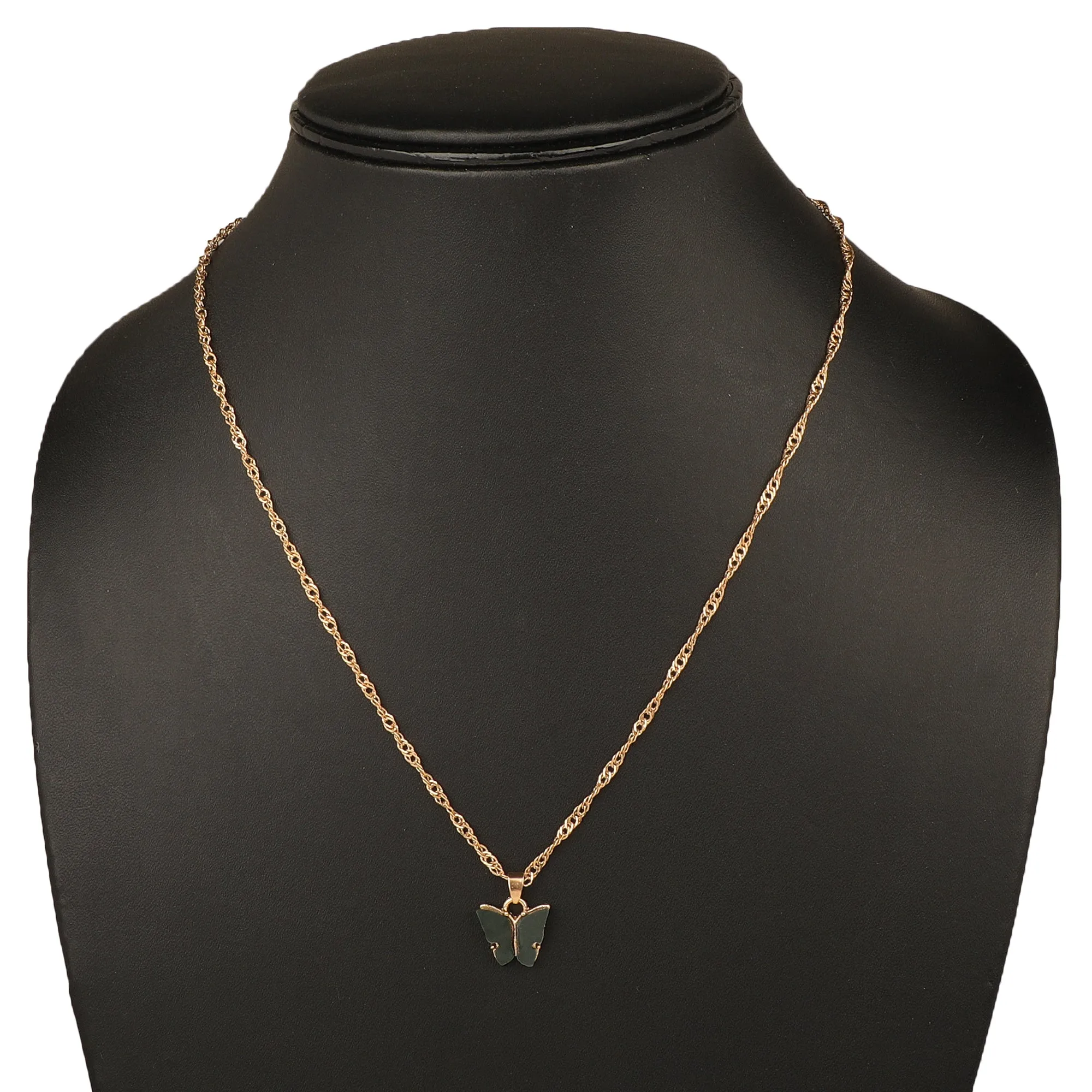 Combo of 2 Gold Plated Black Mariposa Pendant
