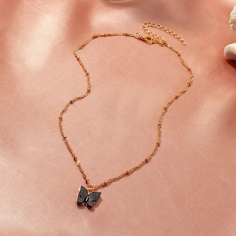 Combo of 2 Gold Plated Black Mariposa Pendant