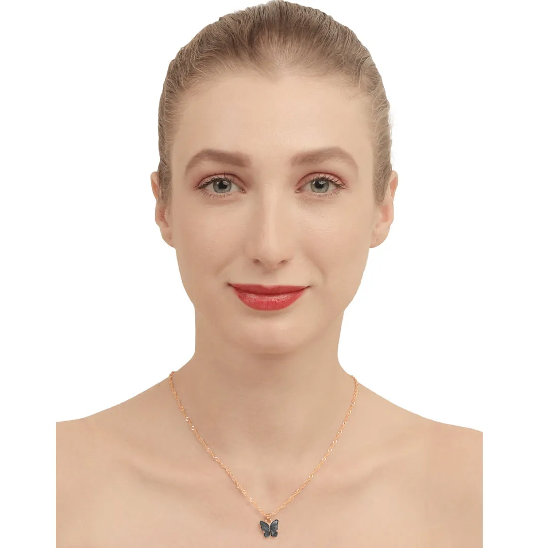 Combo of 2 Gold Plated Black Mariposa Pendant