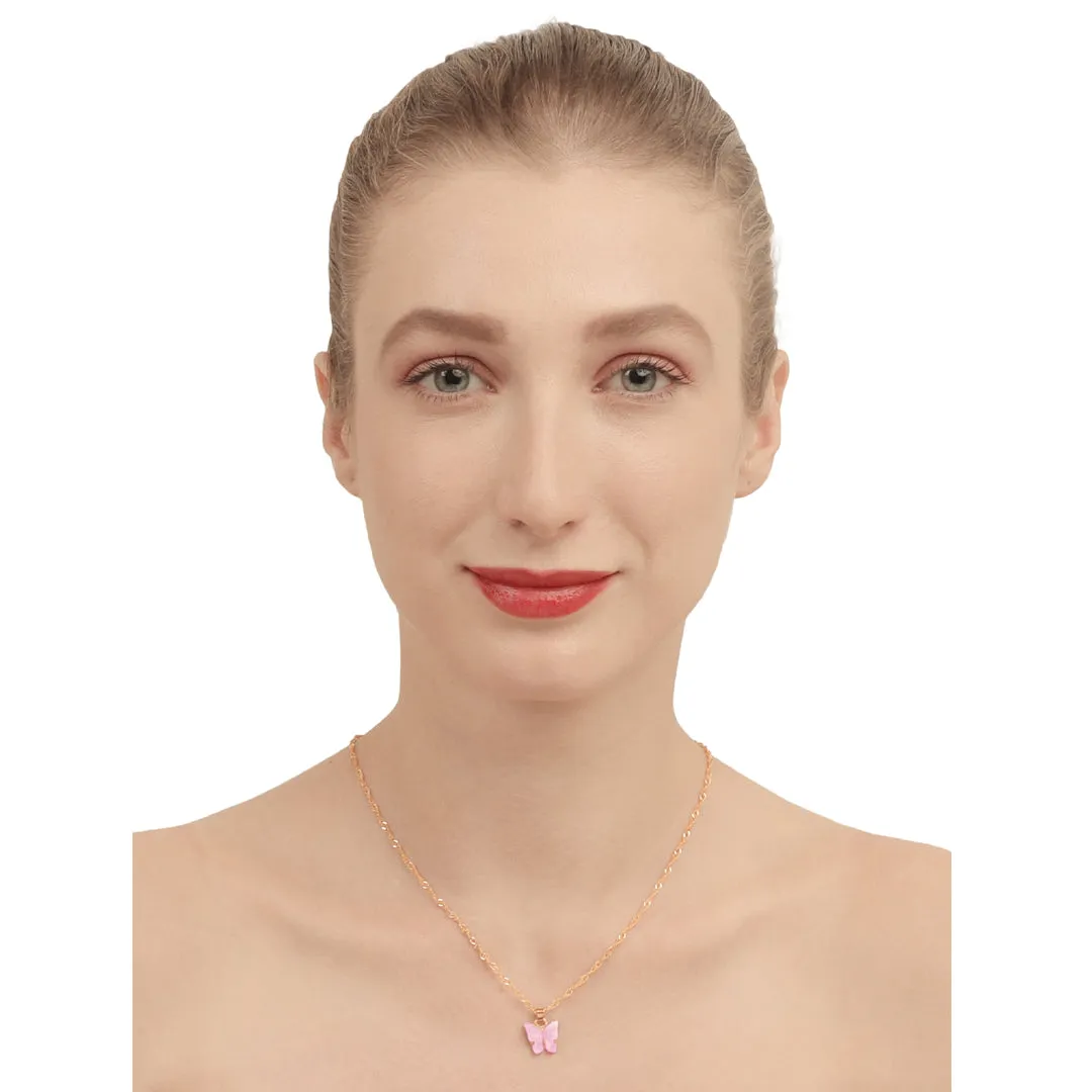 Combo of 2 Pink Crystal and Mariposa Butterfly Pendant