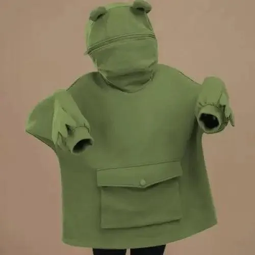 Cool Women Hoodie Perfect Sleeping Frog Pullover Winter Sense Hooded Modern Casual Sweatshirts Cute Funny Style Comfortable Frog Pullover Hoodie For Women