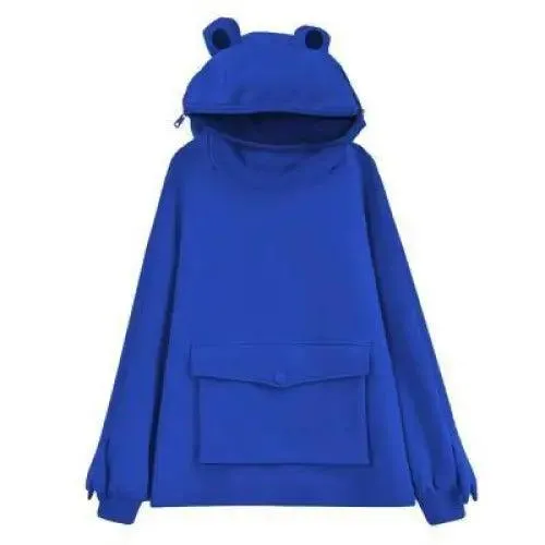 Cool Women Hoodie Perfect Sleeping Frog Pullover Winter Sense Hooded Modern Casual Sweatshirts Cute Funny Style Comfortable Frog Pullover Hoodie For Women