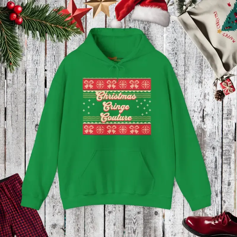 Cozy Christmas Cringe Couture Ugly Sweater Hoodie