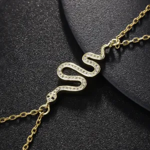 Crystal Snake Finger Chain Bracelet