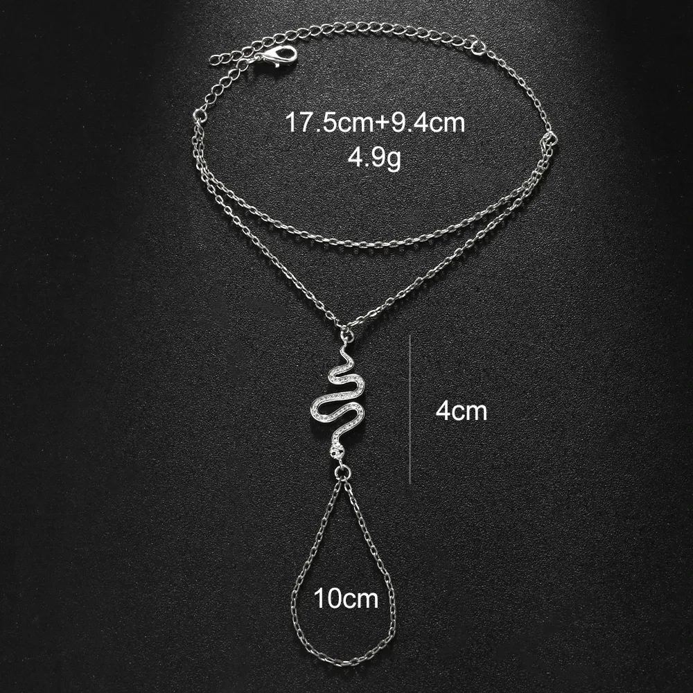 Crystal Snake Finger Chain Bracelet