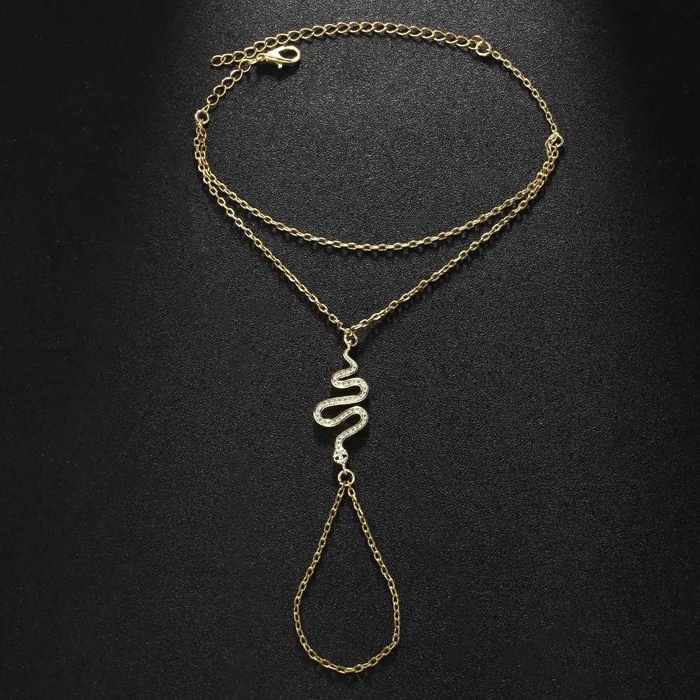 Crystal Snake Finger Chain Bracelet