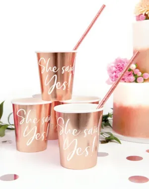 Cups She said yes!, rose gold x 6