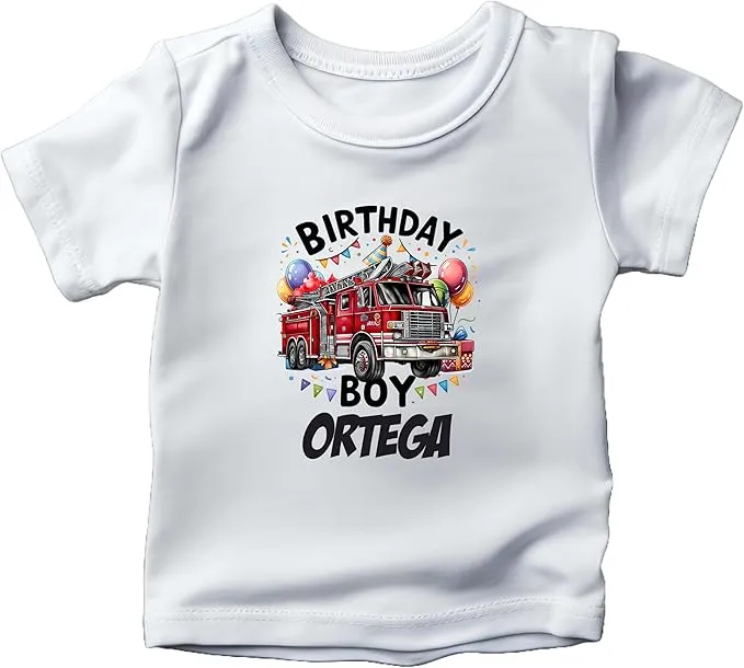 Custom Fire Truck Birthday Shirts for Toddler Boys Birthday Party Personalized with Name