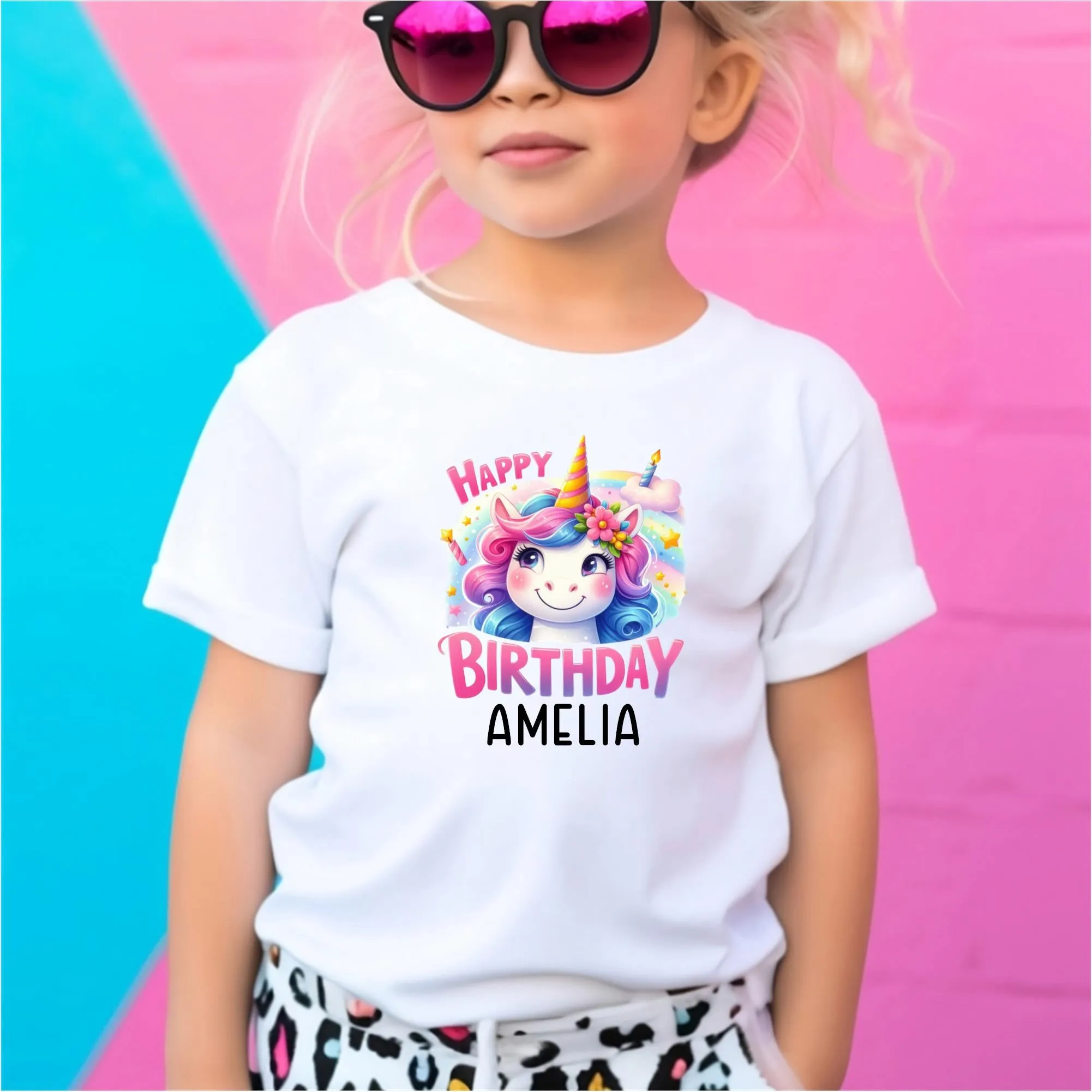Custom Unicorn Birthday Shirts for Toddler Girls Birthday Party Personalized with Name