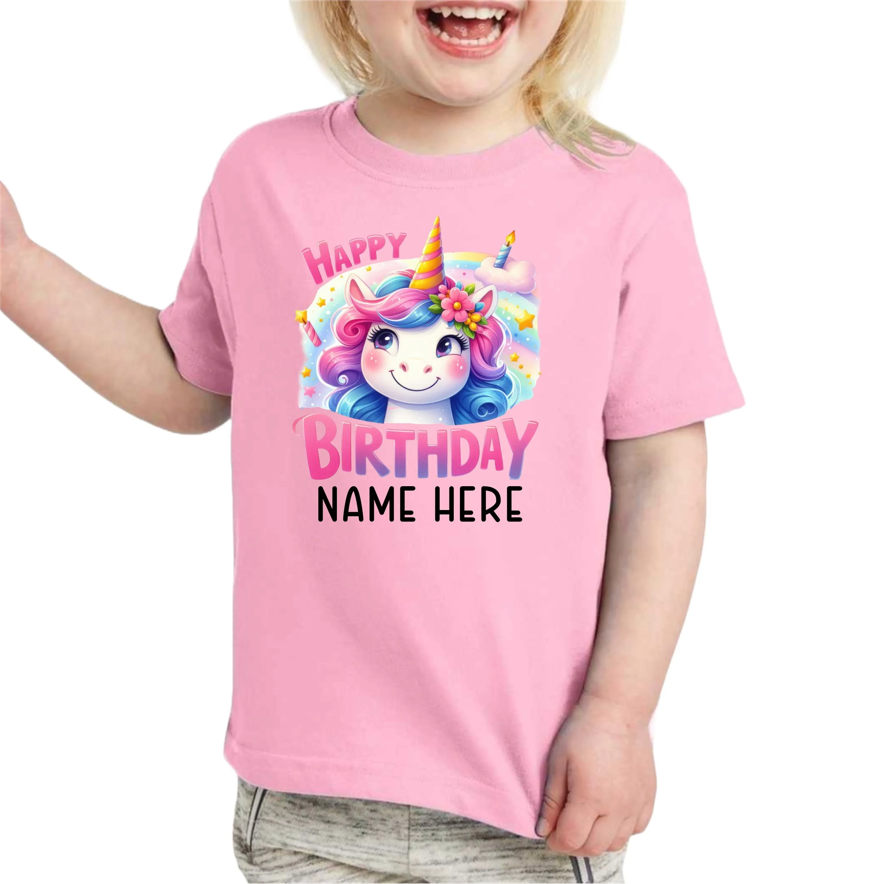 Custom Unicorn Birthday Shirts for Toddler Girls Birthday Party Personalized with Name