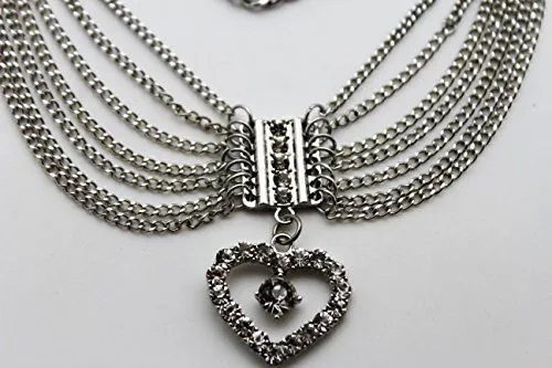 Dangling Rhinestone Heart Charm Multi Strand Metal Boot Chain