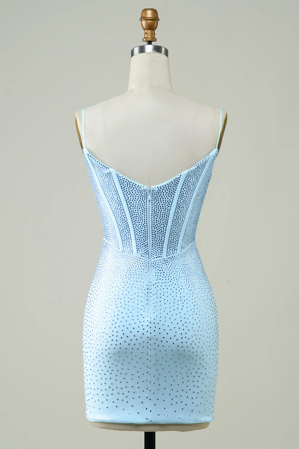Dark Green Bodycon Spaghetti Straps Short Homecoming Dress with Beading