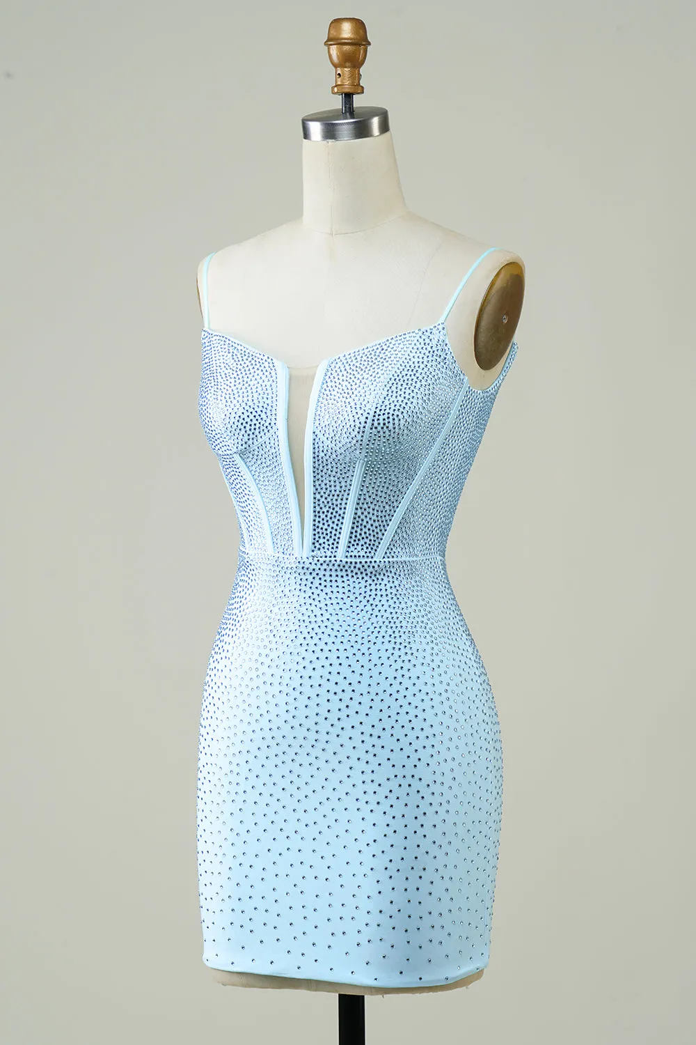 Dark Green Bodycon Spaghetti Straps Short Homecoming Dress with Beading
