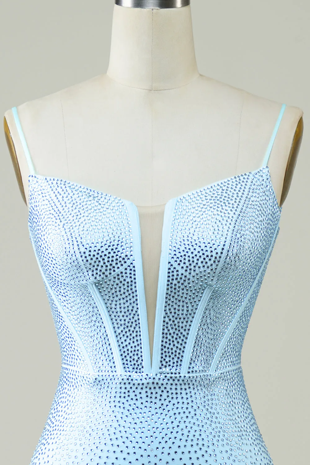 Dark Green Bodycon Spaghetti Straps Short Homecoming Dress with Beading