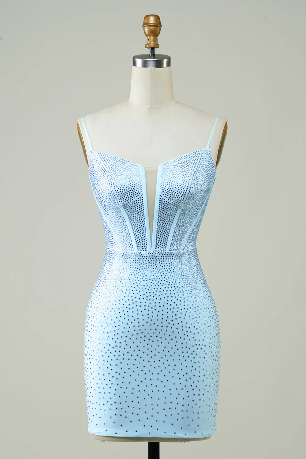 Dark Green Bodycon Spaghetti Straps Short Homecoming Dress with Beading