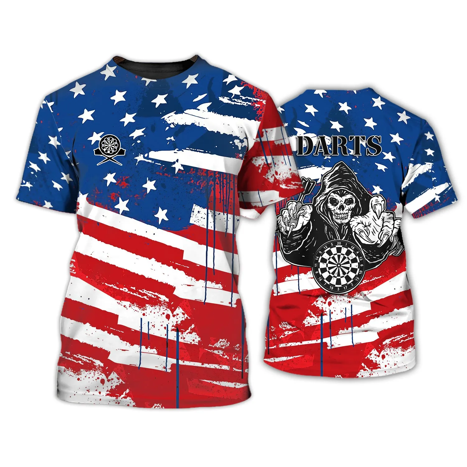 Darts Skeleton USA 3D Printed Shirts
