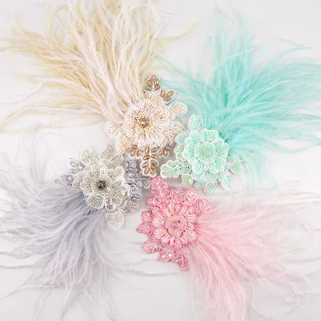 Designer Lotus Silver Feather Hair Clip